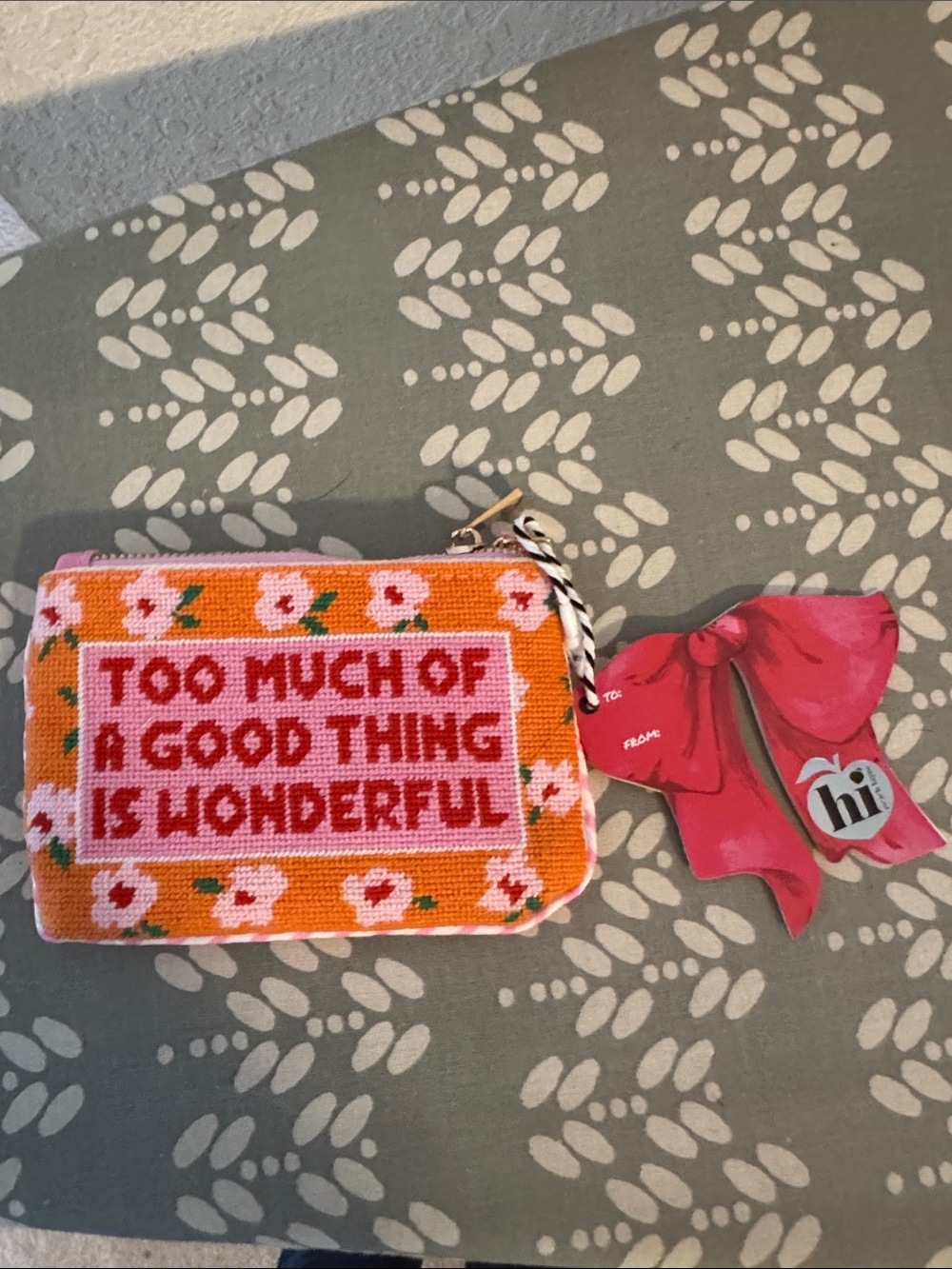 Embroidered Orange Floral Coin & Card Holder - 'Too Much of a Good Thing'